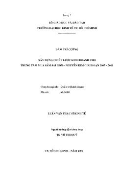 Xây dựng chiến lược kinh doanh cho trung tâm mua sắm Sài Gòn – Nguyễn Kim giai đoạn 2007 – 2011