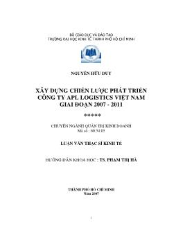 Xây dựng chiến lược phát triển Công ty APL LOGISTICS Việt Nam giai đoạn 2007 – 2011