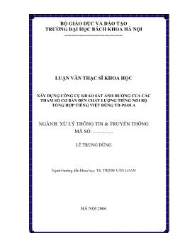 Xây dựng công cụ khảo sát ảnh hưởng của các tham số cơ bản đến chất lượng tiếng nói bộ tổng hợp tiếng Việt dùng TD-PSOLA