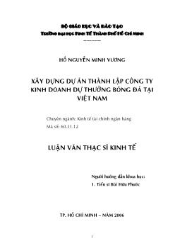 Xây dựng dự án thành lập Công ty kinh doanh Dự thưởng bóng đá tại Việt Nam