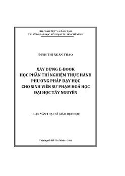 Xây dựng e-Book học phần thí nghiệm thực hành phương pháp dạy học cho sinh viên sư phạm hóa học Đại học Tây Nguyên