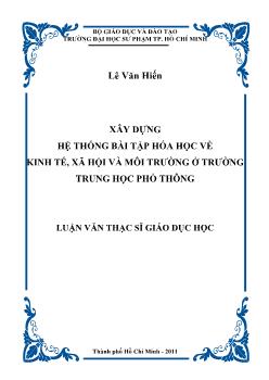Xây dựng hệ thống bài tập hóa học về kinh tế, xã hội và môi trường ở trường Trung học phổ thông