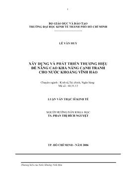 Xây dựng và phát triển thương hiệu để nâng cao khả năng cạnh tranh cho nước khoáng Vĩnh Hảo