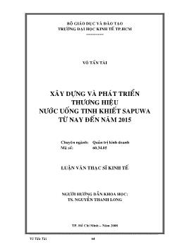 Xây dựng và phát triển thương hiệu nước uống tinh khiết SAPUWA từ nay đến 2015