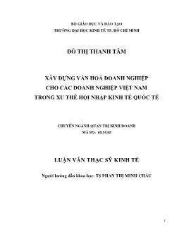 Xây dựng văn hóa doanh nghiệp cho các doanh nghiệp Việt Nam trong xu thế hội nhập kinh tế Quốc tế