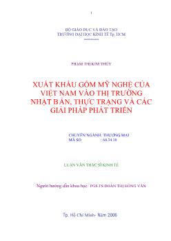 Xuất khẩu gốm mỹ nghệ của Việt Nam vào thị trường Nhật Bản, thực trạng và các giải pháp phát triển
