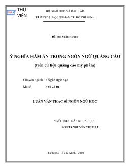 Ý nghĩa hàm ẩn trong ngôn ngữ quảng cáo (trên cứ liệu quảng cáo mỹ phẩm)