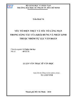 Yếu tố hiện thực và yếu tố lãng mạn trong sáng tác của Khái Hưng và Nhất Linh thuộc nhóm Tự Lực Văn Đoàn