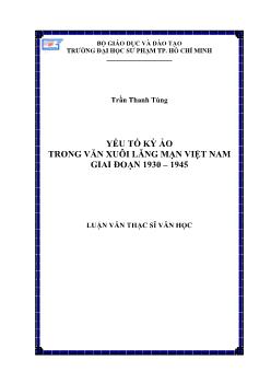 Yếu tố kỳ ảo trong văn xuôi lãng mạn Việt Nam giai đoạn 1930 - 1945