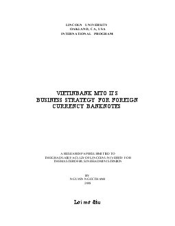 Chiến lược kinh doanh ngoại tệ mặt tại Vietinbank