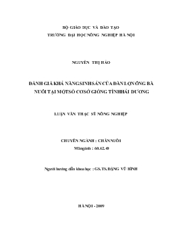 Đánh giá khả năng sinh sản của đàn lợn ông bà nuôi tại một số cơ sở giống tỉnh Hải Dương