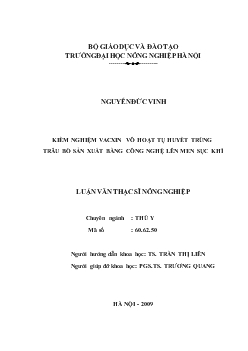 Kiểm nghiệm vacxin vô hoạt tụ huyết trùng trâu bò sản xuất bằng công nghệ lên men sục khí