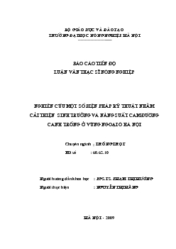 Nghiên cứu một số biện pháp kỹ thuật nhằm cải thiện sinh trưởng và năng suất cam Đường Canh trồng ở vùng ngoại ô Hà Nội