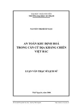 An toàn khu Định Hóa trong căn cứ địa kháng chiến Việt Bắc