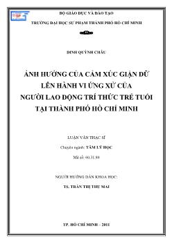 Ảnh hưởng của cảm xúc giận dữ lên hành vi ứng xử của người lao động trí thức trẻ tuổi tại Thành phố Hồ Chí Minh