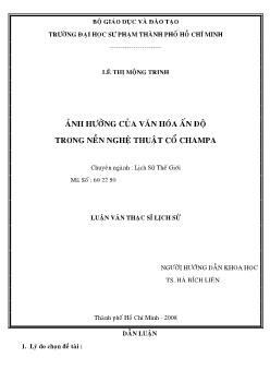 Ảnh hưởng của văn hóa Ấn Độ trong nền nghệ thuật cổ Champa