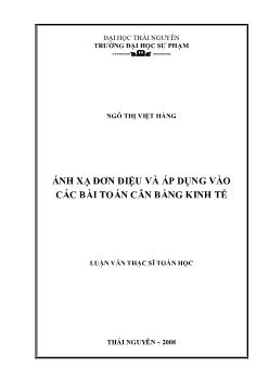 Ánh xạ đơn điệu và áp dụng vào các bài toán cân bằng kinh tế