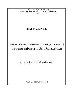 Bài toán biên không chính qui cho hệ phương trình vi phân hàm bậc cao