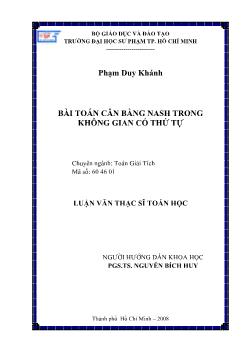Bài toán cân bằng Nash trong không gian có thứ tự