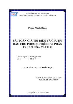 Bài toán giá trị biên và giá trị đầu cho phương trình vi phân trung hòa cấp hai