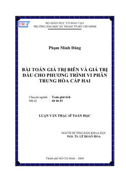 Bài toán giá trị biên và giá trị đầu cho phương trình vi phân trung hòa cấp hai