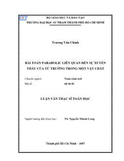 Bài toán Parabolic liên quan đến sự xuyến thấu của từ trường trong một vật chất