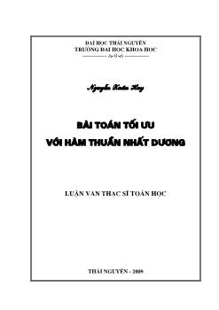 Bài toán tối ưu với hàm thuần nhất dương