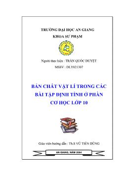 Bản chất vật lý trong các bài tập định tính ở phần cơ học lớp 10
