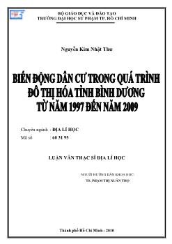 Biến động dân cư trong quá trình đô thị hóa tỉnh Bình Dương từ năm 1997 đến năm 2009