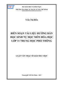 Biên soạn tài liệu hướng dẫn học sinh tự học môn Hóa học lớp 11 trung học phổ thông