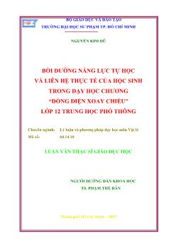 Bồi dưỡng năng lực tự học và liên hệ thực tế của học sinh trong dạy học chương Dòng điện xoay chiều lớp 12 Trung học phổ thông (THPT)