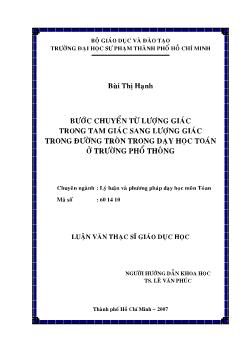 Bước chuyển từ lượng giác trong tam giác sang lượng giác trong đường tròn trong dạy học toán ở trường phổ thông