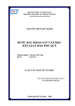 Bước đầu khảo sát văn học dân gian đảo Phú quý