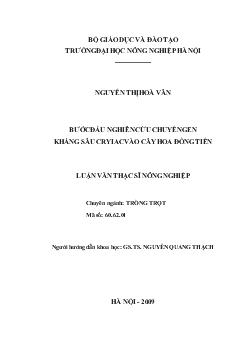 Bước đầu nghiên cứu chuyển gen kháng sâu cryIAc vào cây hoa đồng tiền