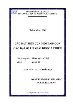 Các bất biến của một lớp con các đại số Lie giải được 5 chiều