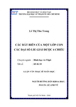Các bất biến của một lớp con các đại số Lie giải được 4 chiều