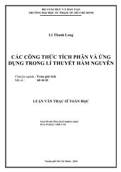 Các công thức tính tích phân và ứng dụng trong lí thuyết hàm nguyên