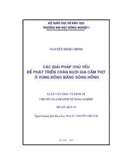 Các giải pháp chủ yếu để phát triển chăn nuôi gia cầm thịt ở vùng đồng bằng Sông hồng