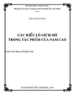 Các kiểu lô gích mờ trong tác phẩm của Nam Cao