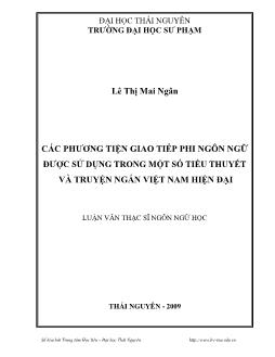Các phương tiện giao tiếp phi ngôn ngữ được sử dụng trong một số tiểu thuyết và truyện ngắn Việt Nam hiện đại