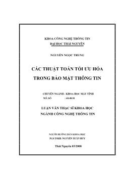 Các thuật toán tối ưu hóa trong bảo mật thông tin