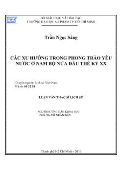 Các xu hướng trong phong trào yêu nước ở Nam Bộ nửa đầu thế kỷ XX