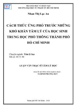 Cách thức ứng phó trước những khó khăn tâm lý của học sinh trung học phổ thông thành phố Hồ Chí Minh