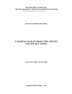 Cảm hứng lịch sử trong tiểu thuyết Nguyễn Huy Tưởng