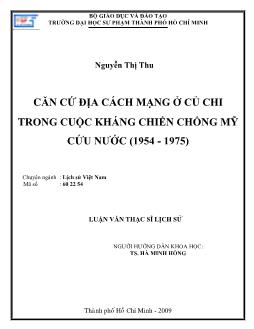 Căn cứ địa cách mạng ở Củ Chi trong cuộc kháng chiến chống Mỹ cứu nước (1954 - 1975)
