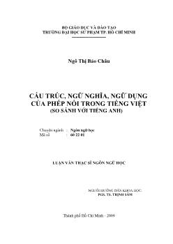 Cấu trúc, ngữ nghĩa, ngữ dụng của phép nối trong tiếng Việt (so sánh với tiếng Anh)
