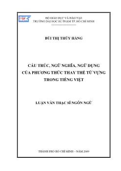 Cấu trúc, ngữ nghĩa, ngữ dụng của phương thức thay thế từ vựng trong tiếng Việt