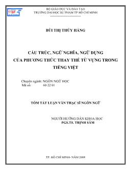 Cấu trúc, ngữ nghĩa, ngữ dụng của phương thức thay thế từ vựng trong tiếng Việt
