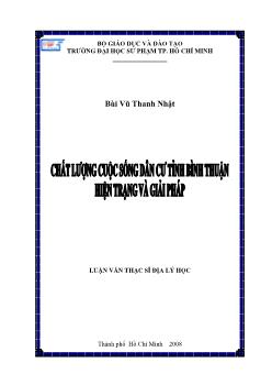 Chất lượng cuộc sống dân cư tỉnh Bình Thuận. Hiện trạng và giải pháp