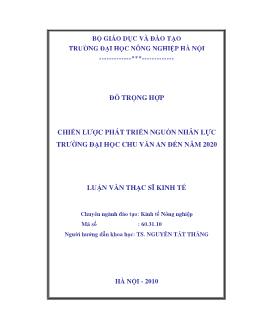 Chiến lược phát triển nguồn nhân lực trường Đại học Chu Văn An đến năm 2020
